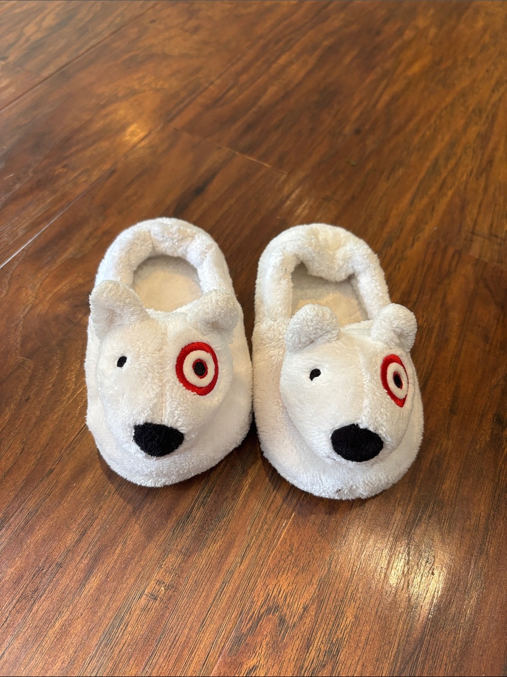 Target White Plush Dog Slippers for Kids